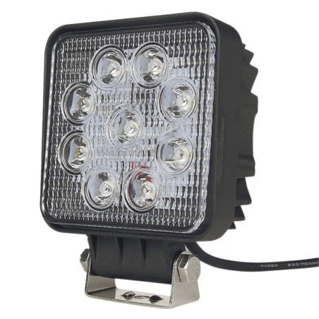 Phare de travail carré LED 10/30V 27W 1800 lumens faisceau large