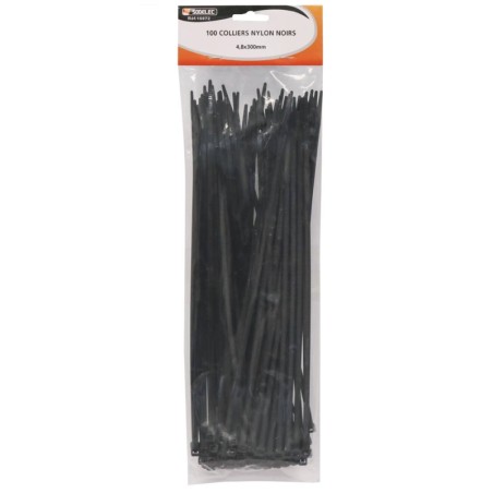Collier nylon 4,8x300mm noir - lot de 100 pcs